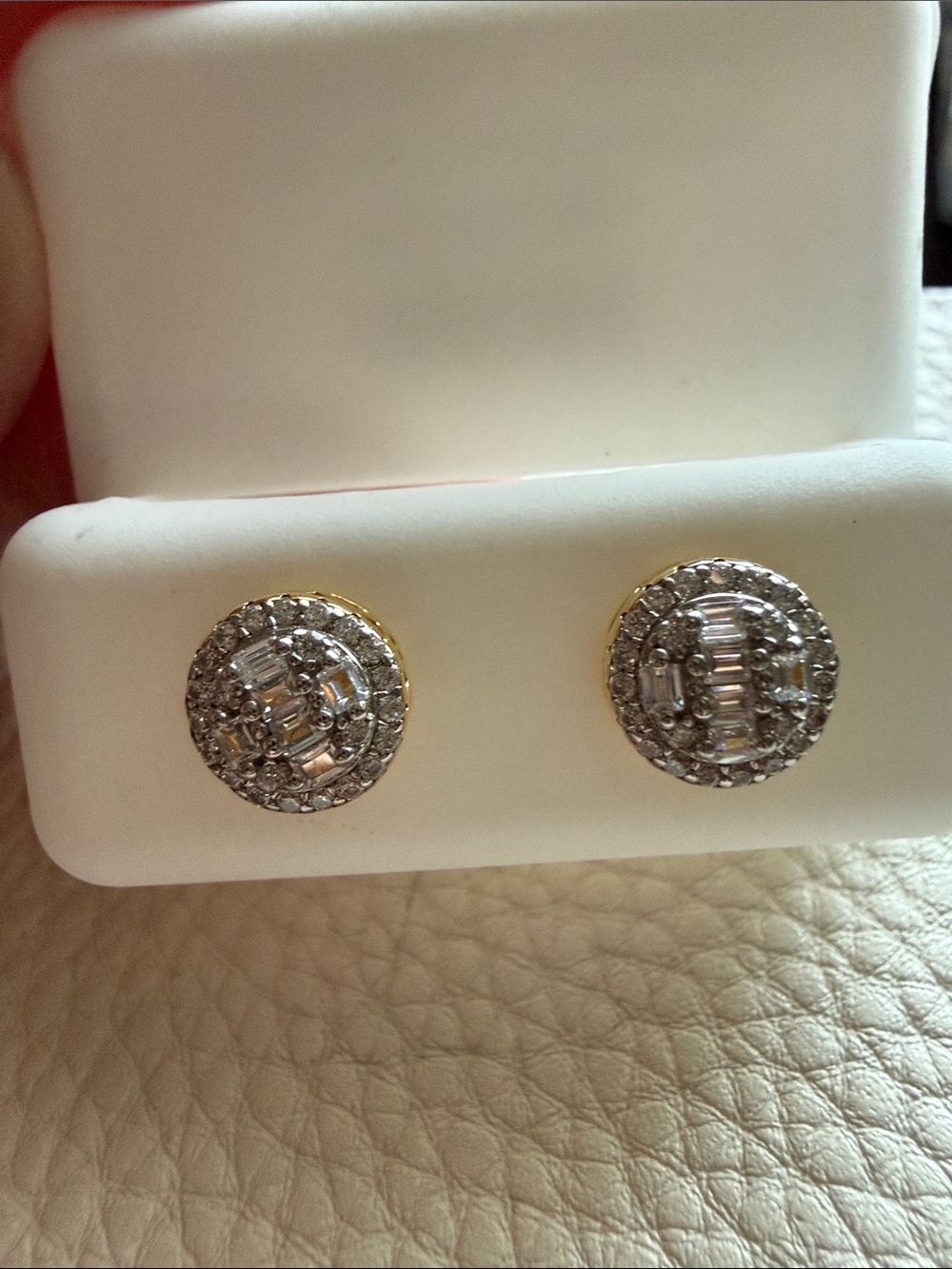 Round Crystal Halo Stud Earrings in Gold over Sterling Silver *NWT